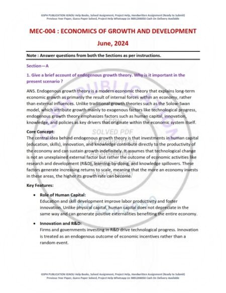 IGNOU MEC-004 Previous Year Solved Question Paper English Medium (JUNE 2024)