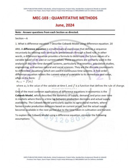 IGNOU MEC-103 Previous Year Solved Question Paper English Medium (JUNE 2024)