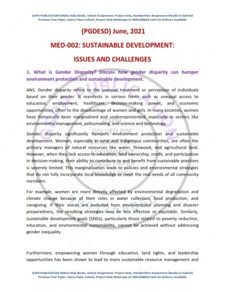 IGNOU MED-002 Previous Year Solved Question Paper English Medium (JUNE 2021)
