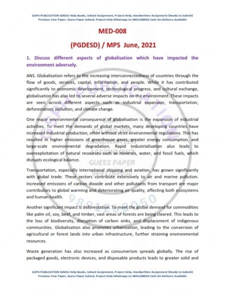 IGNOU MED-008 Previous Year Solved Question Paper English Medium (JUNE 2021)