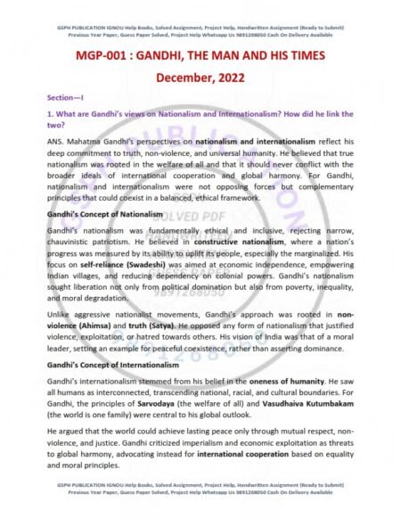 IGNOU MGP-001 Previous Year Solved Question Paper English Medium (DEC 2022)