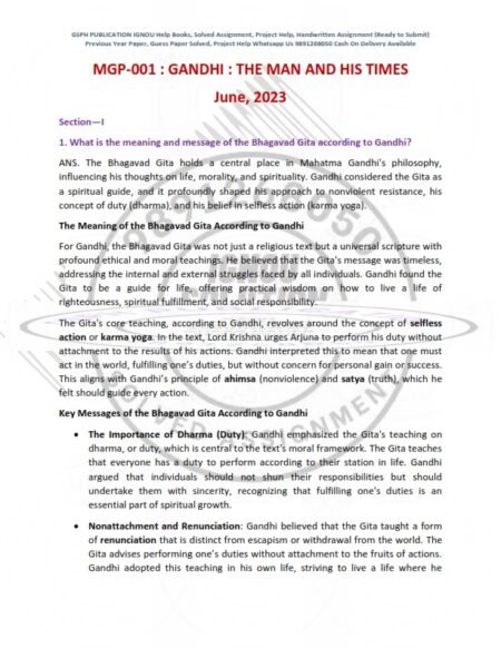 IGNOU MGP-001 Previous Year Solved Question Paper English Medium (June 2023)