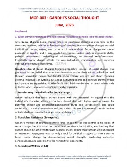 IGNOU MGP-003 Previous Year Solved Question Paper English Medium (June 2023)