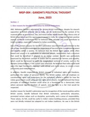 IGNOU MGP-004 Previous Year Solved Question Paper English Medium (JUNE 2023)