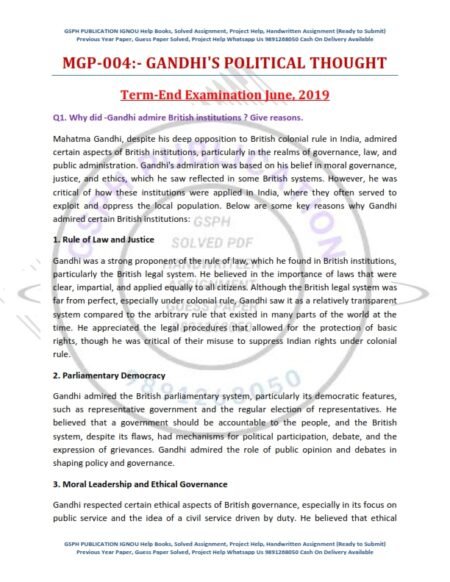 IGNOU MGP-004 Previous Year Solved Question Paper English Medium (JUNE 2019)