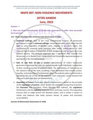 IGNOU MGPE-007 Previous Year Solved Question Paper English Medium (JUNE 2023)