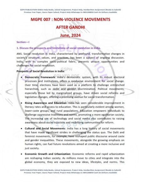IGNOU MGPE-007 Previous Year Solved Question Paper English Medium (JUNE 2024)