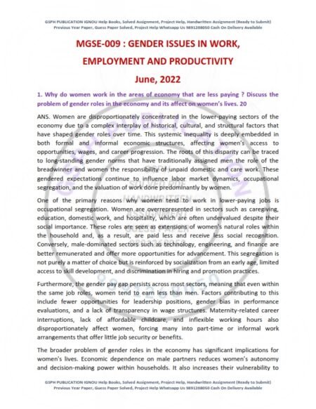 IGNOU MGSE-009 Previous Year Solved Question Paper English Medium (JUNE 2022)