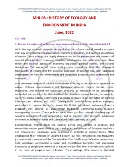 IGNOU MHI-08 Previous Year Solved Question Paper English Medium (JUNE 2022)
