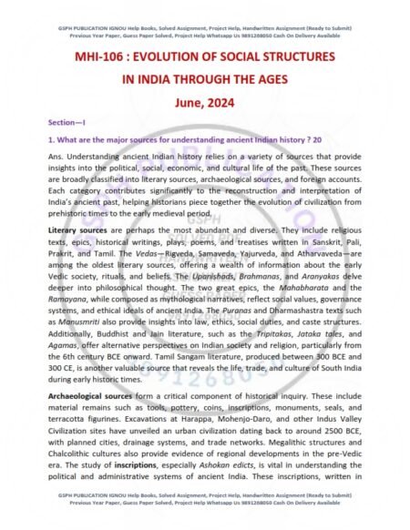 IGNOU MHI-106 Previous Year Solved Question Paper English Medium (JUNE 2024)