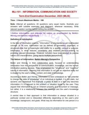 IGNOU MLI-101 Previous Year Solved Question Paper English Medium (DEC 2023)