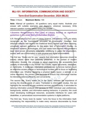 IGNOU MLI-101 Previous Year Solved Question Paper English Medium (DEC 2024)