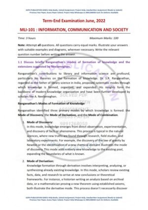IGNOU MLI-101 Previous Year Solved Question Paper English Medium (JUNE 2022)