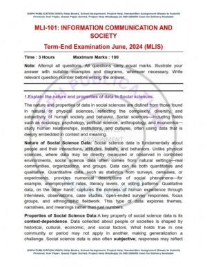 IGNOU MLI-101 Previous Year Solved Question Paper English Medium (JUNE 2024)