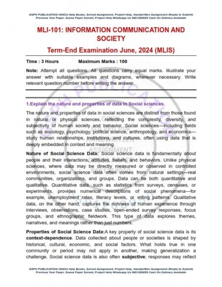 IGNOU MLI-101 Previous Year Solved Question Paper English Medium (JUNE 2024)
