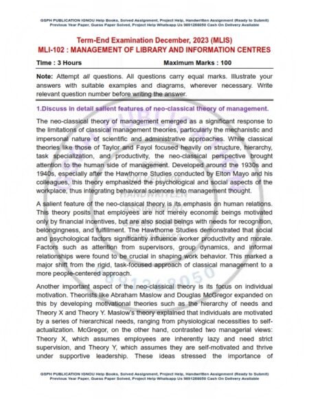 IGNOU MLI-102 Previous Year Solved Question Paper English Medium (DEC 2023)
