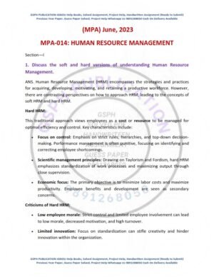 IGNOU MPA-014 Previous Year Solved Question Paper English Medium (JUNE 2023)