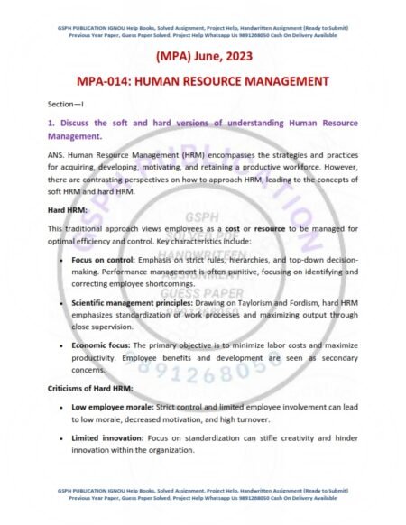 IGNOU MPA-014 Previous Year Solved Question Paper English Medium (JUNE 2023)