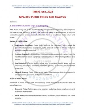 IGNOU MPA-015 Previous Year Solved Question Paper English Medium (JUNE 2023)