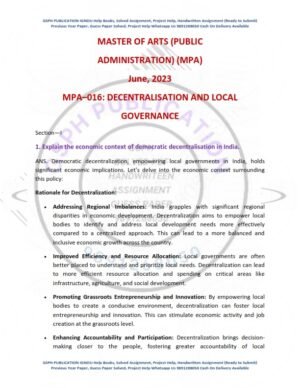 IGNOU MPA-016 Previous Year Solved Question Paper English Medium (JUNE 2023)