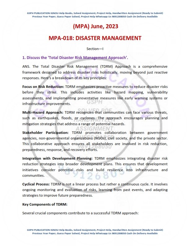 IGNOU MPA-018 Previous Year Solved Question Paper English Medium (JUNE 2023)