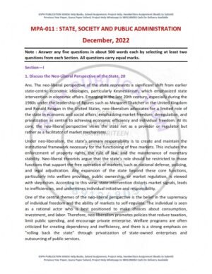 IGNOU MPA-011 Previous Year Solved Question Paper English Medium (DEC 2022)