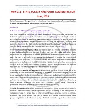 IGNOU MPA-011 Previous Year Solved Question Paper English Medium (JUNE 2023)