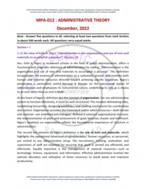 IGNOU MPA-012 Previous Year Solved Question Paper English Medium (DEC 2022)