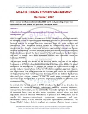 IGNOU MPA-014 Previous Year Solved Question Paper English Medium (DEC 2022)