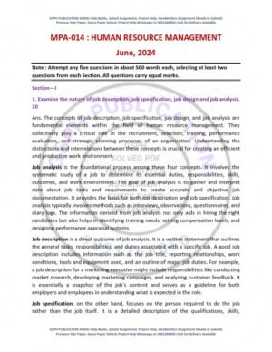 IGNOU MPA-014 Previous Year Solved Question Paper English Medium (JUNE 2024)