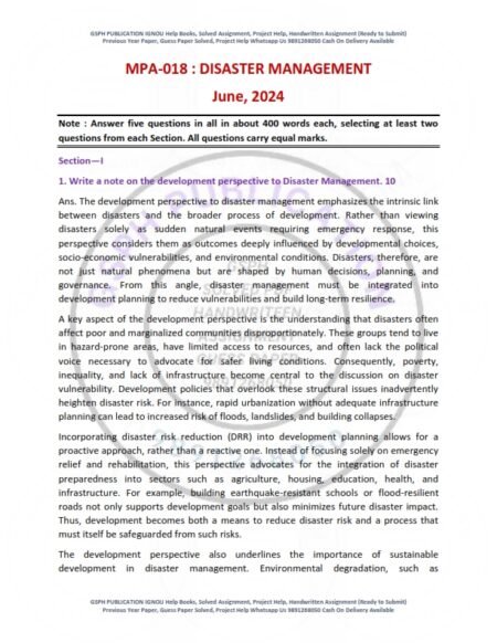 IGNOU MPA-018 Previous Year Solved Question Paper English Medium (JUNE 2024)