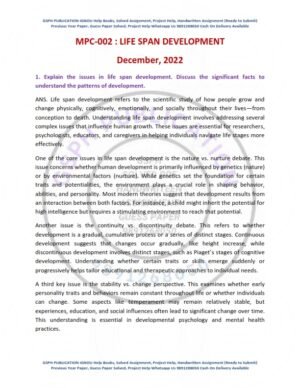 IGNOU MPC-02 Previous Year Solved Question Paper English Medium (DEC 2022)