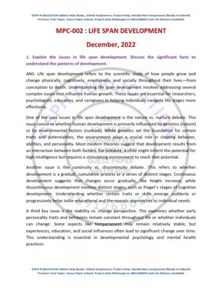 IGNOU MPC-02 Previous Year Solved Question Paper English Medium (DEC 2022)