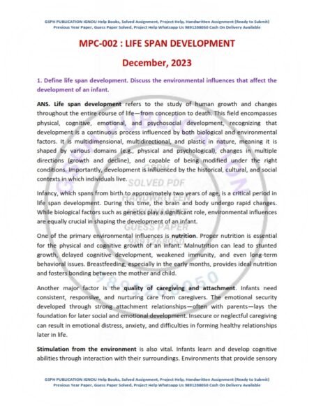 IGNOU MPC-02 Previous Year Solved Question Paper English Medium (DEC 2023)