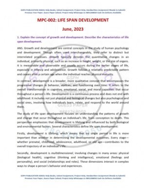 IGNOU MPC-02 Previous Year Solved Question Paper English Medium (June 2023)