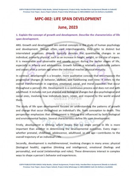 IGNOU MPC-02 Previous Year Solved Question Paper English Medium (June 2023)