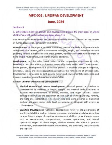 IGNOU MPC-02 Previous Year Solved Question Paper English Medium (June 2024)
