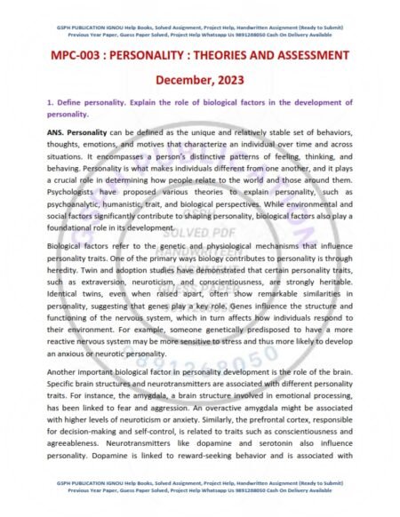 IGNOU MPC-03 Previous Year Solved Question Paper English Medium (DEC 2023)