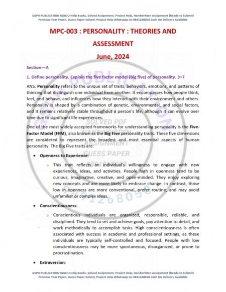 IGNOU MPC-03 Previous Year Solved Question Paper English Medium (June 2024)