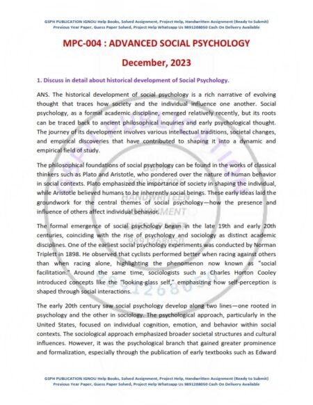 IGNOU MPC-04 Previous Year Solved Question Paper English Medium (DEC 2023)