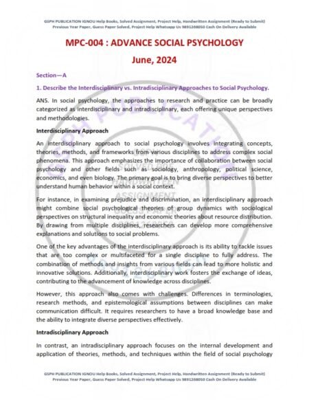 IGNOU MPC-04 Previous Year Solved Question Paper English Medium (June 2024)