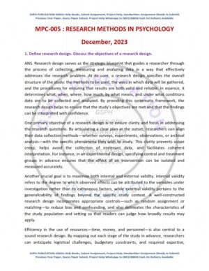 IGNOU MPC-05 Previous Year Solved Question Paper English Medium (DEC 2023)