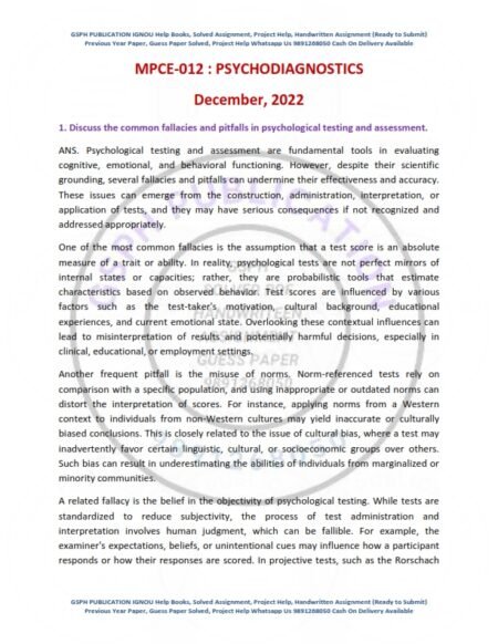 IGNOU MPCE-012 Previous Year Solved Question Paper English Medium (DEC 2022)