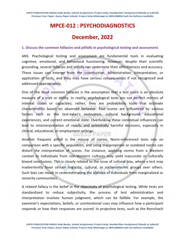 IGNOU MPCE-012 Previous Year Solved Question Paper English Medium (DEC 2022)