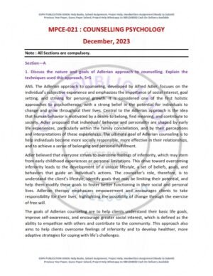IGNOU MPCE-021 Previous Year Solved Question Paper English Medium (DEC 2023)