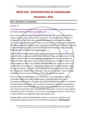 IGNOU MPCE-023 Previous Year Solved Question Paper English Medium (DEC 2022)