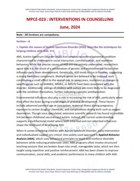 IGNOU MPCE-023 Previous Year Solved Question Paper English Medium (June 2024)
