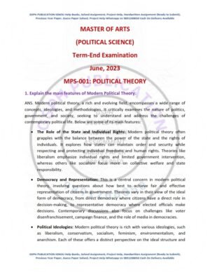 IGNOU MPS-01 Previous Year Solved Question Paper English Medium (JUNE 2023)