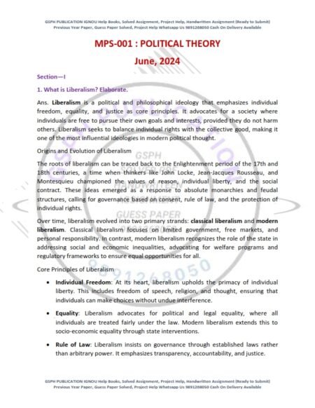 IGNOU MPS-01 Previous Year Solved Question Paper English Medium (JUNE 2024)