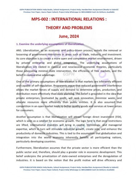 IGNOU MPS-02 Previous Year Solved Question Paper English Medium (JUNE 2024)